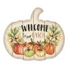 "Welcome Pumpkin" By Artisan Cindy Jacobs Printed on Wooden Pumpkin Wall Art