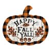 "Happy Fall Y'All" By Artisan Linda Spivey Printed on Wooden Pumpkin Wall Art