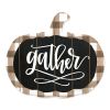 "Gather "Printed on a Pumpkin" By Artisan Imperfect Dust Printed on Wooden Pumpkin Wall Art