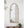 22" x 48" Large Cream & Gold Framed Wall Mirror, Wood Arched Mirror with Decorative Window Look for Living Room, Bathroom, Entryway