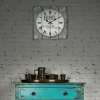 Stonebriar 15.7" Blue Analog Square Farmhouse Battery Operated Wall Clock