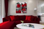 Canvas Wall Art Red Rose Painting Black and White Wall Art Flower Pictures Canvas Print for Living Room Bedroom Home Decorations 4 Pieces