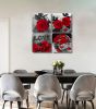 Canvas Wall Art Red Rose Painting Black and White Wall Art Flower Pictures Canvas Print for Living Room Bedroom Home Decorations 4 Pieces