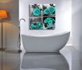Teal Rose Flowers Canvas Prints Black and White Wall Art Turquoise Floral Pictures for Home Bedroom Bathroom Decoration