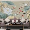 Chinese Lotus Carp Bedroom Tapestry TV Backdrop Tapestry Living Room Tapestry Decoration; 39x51 inch