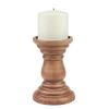 Stonebriar Natural Turned Wood Pillar Candle Holder, Brown, 6"