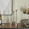 CosmoLiving by Cosmopolitan 3 Candle Silver Aluminum Tapered Candle Holder, Set of 3