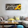 Inspirational Canvas Wall Art for Living Room,Thankful Grateful Blessed Wall Decor Rustic Wood Sign Vintage Sunflower Wall Picture Framed Artwork Pain