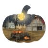 "Spooky Harvest Moon" By Artisan Billy Jacobs Printed on Wooden Pumpkin Wall Art