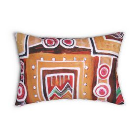 Decorative Lumbar Throw Pillow - Brown Orange Green Aztec Pattern