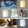2Pcs Beside Lamps for Bedroom 3 Color Modes Nightstand Lamp USB C A AC Output Ports Pull Chain E26 Bulb Light