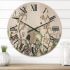 Designart 'Border With Peonies and Cranes In Chinoiserie Style' Traditional Wood Wall Clock