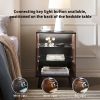 LED Nightstand with 2 Glass Shelves, Modern Bedside Table with 3 Color LED Lighting/Adustable Brightness, Nightstand for Bedroom/Living Room, Walnut
