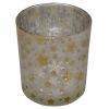 3" Matte Silver and Gold Stars and Snowflakes Flameless Glass Candle Holder