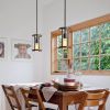 Vintage Rustic Pendant Light Metal Cage Pendant Lamps with Adjustable Length Farmhouse Caged Hanging Lamp for Kitchen Island Living Room Dining Room E