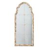22" x 48" Large Cream & Gold Framed Wall Mirror, Wood Arched Mirror with Decorative Window Look for Living Room, Bathroom, Entryway