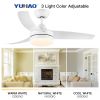 YUHAO Modern Matte White 42in. Integrated LED Propeller Ceiling Fan Lighting