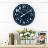 Mainstays 15.5" Blue Analog Indoor Round Farmhouse Wall Clock with White Arabic Numbers and Quartz Movement, 50721
