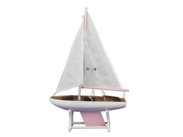 Wooden Decorative Sailboat Model 12"" - Pink Model Boat