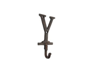 Rustic Copper Cast Iron Letter Y Alphabet Wall Hook 6""