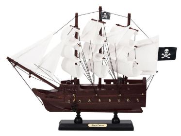 Wooden Captain Kidds Black Falcon White Sails Model Pirate Ship 12""