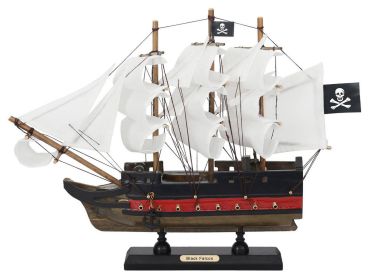 Wooden Captain Kidds Black Falcon White Sails Limited Model Pirate Ship 12""