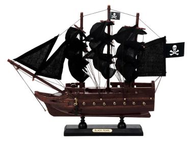 Wooden Black Pearl with Black Sails Model Pirate Ship 12""