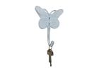 Whitewashed Cast Iron Butterly Decorative Metal Wall Hook 5""