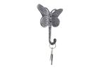 Rustic Silver Cast Iron Butterly Decorative Metal Wall Hook 5""