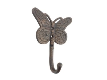 Rustic Copper Cast Iron Butterly Decorative Metal Wall Hook 5""