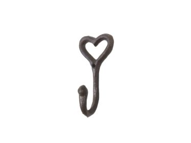 Cast Iron Wall Mounted Decorative Heart Shaped Hook 5""