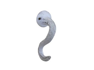 Whitewashed Cast Iron Octopus Tentacle Decorative Metal Wall Hook 4.5""
