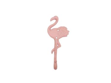 Rustic Pink Cast Iron Wall Mounted Decorative Metal Flamingo Hook 8""