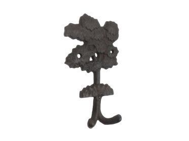 Cast Iron Oak Tree Decorative Metal Wall Hooks 6.5""