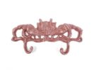 Whitewashed Red Cast Iron Decorative Crab Metal Wall Hooks 10.5""
