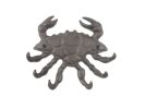Cast Iron Decorative Crab with Six Metal Wall Hooks 7""