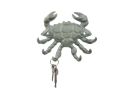 Antique Bronze Cast Iron Decorative Crab with Six Metal Wall Hooks 7""