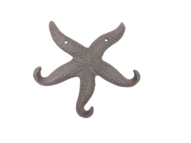 Cast Iron Wall Mounted Decorative Metal Starfish Triple Hook 8""