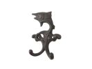 Cast Iron Flying Fish Decorative Metal Double Wall Hooks 5""