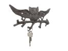 Cast Iron Flying Owl Landing on a Tree Branch Decorative Metal Wall Hooks 7.5""