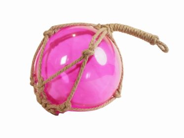 Pink Japanese Glass Ball Fishing Float With Brown Netting Decoration 12""