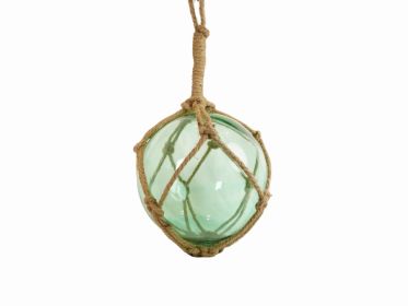 Seafoam Green Japanese Glass Ball Fishing Float With Brown Netting Decoration 12""