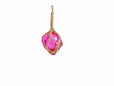Pink Japanese Glass Ball Fishing Float With Brown Netting Decoration 3""