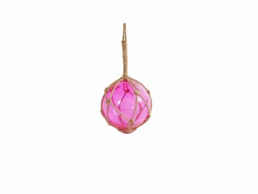 Pink Japanese Glass Ball Fishing Float With Brown Netting Decoration 4""