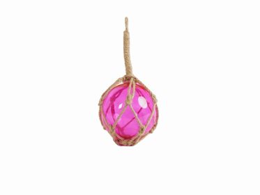 Pink Japanese Glass Ball Fishing Float With Brown Netting Decoration 6""