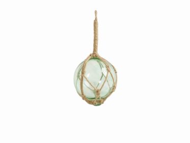 Seafoam Green Japanese Glass Ball Fishing Float With Brown Netting Decoration 6""