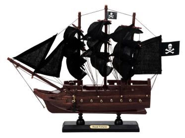 Wooden Black Bart's Royal Fortune Black Sails Model Pirate Ship 12""