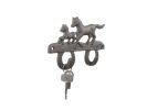 Cast Iron Running Horses with Decorative Metal Horseshoe Wall Hooks 5.5""