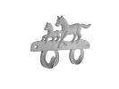 Whitewashed Cast Iron Running Horses with Decorative Metal Horseshoe Wall Hooks 5.5""