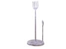 Rustic Silver Cast Iron Fork and Spoon Kitchen Paper Towel Holder 15""